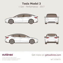 2017 Tesla Model 3 Performance Sedan blueprint