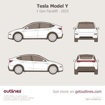 2025 Tesla Model Y 1 Gen Facelift SUV blueprint