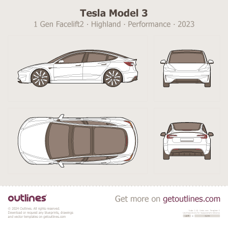 Tesla Model 3 blueprint