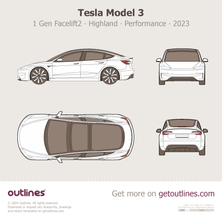 Tesla Model 3 blueprint
