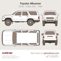 1989 Toyota 4Runner N130 5-door ∙ Top View SUV blueprint