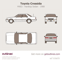 1988 Toyota Cressida MX83 Hardtop Top View Sedan blueprint