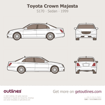 1999 Toyota Crown Majesta S170 Sedan blueprint