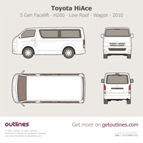 2010 Toyota HiAce 5 Gen ∙ H200 Facelift Low Roof ∙ Top View Wagon blueprint
