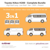 2022 Toyota HiAce 3 in 1 Bundle ∙ H200 ∙ $59 instead of $72 Including Wagon, High Roof LWB, and Van Wagon blueprint