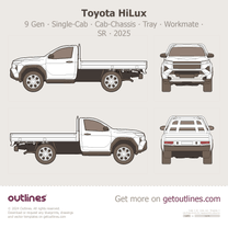 2026 Toyota Hilux 9 Gen Single-Cab ∙ Cab-Chassis ∙ Tray ∙ Workmate ∙ SR Pickup Truck blueprint