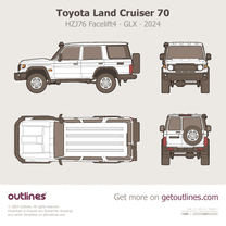 2023 Toyota Land Cruiser 70 HZJ76 Facelift4 GLX ∙ Top View SUV blueprint