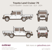 2023 Toyota Land Cruiser 70 HZJ79 Facelift4 Double Cab ∙ GLX Pickup Truck blueprint