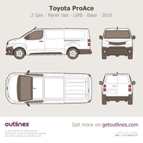 2016 Toyota ProAce 2 Gen Long ∙ LWB ∙ Top View Van blueprint