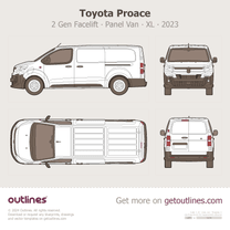 2023 Toyota Proace 2 Gen Facelift Panel Van ∙ Proace Verso ∙ Proace Electric ∙ Top View Van blueprint