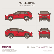 2021 Toyota RAV4 5 Gen Facelift Red SUV blueprint