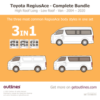 2020 Toyota RegiusAce 3 in 1 Bundle ∙ H200 ∙ $59 instead of $72 Including Wagon, High Roof LWB, and Van Wagon blueprint
