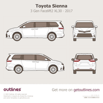 2017 Toyota Sienna 3 Gen Facelift2 XL30 III Minivan blueprint