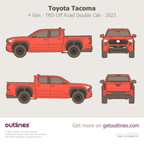 2023 Toyota Tacoma 4 Gen TRD Off Road Double Cab Orange Pickup Truck blueprint