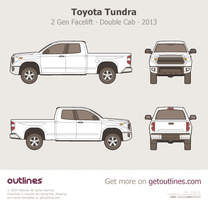 2013 Toyota Tundra 2 Gen Facelift ∙ II Double Cab Pickup Truck blueprint