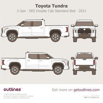 2021 Toyota Tundra 3 Gen SR5 Double Cab Standard Bed Pickup Truck blueprint