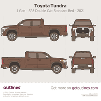 2021 Toyota Tundra 3 Gen SR5 Double Cab Standard Bed Brown Pickup Truck blueprint