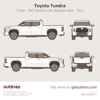 2021 Toyota Tundra 3 Gen SR5 Double Cab Standard Bed Pickup Truck blueprint