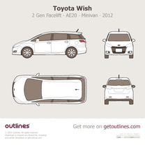 2012 Toyota Wish 2 Gen Facelift ∙ II Top View Minivan blueprint