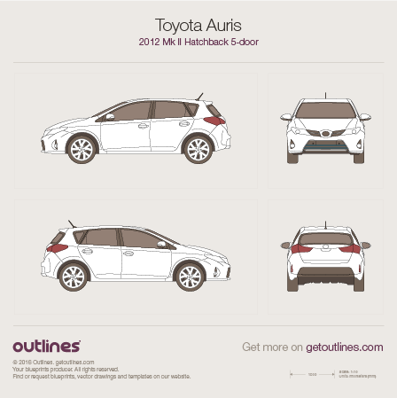 2012 Toyota Auris E180 Hatchback blueprints and drawings