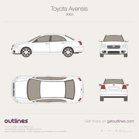 2003 Toyota Avensis II Sedan blueprints and drawings