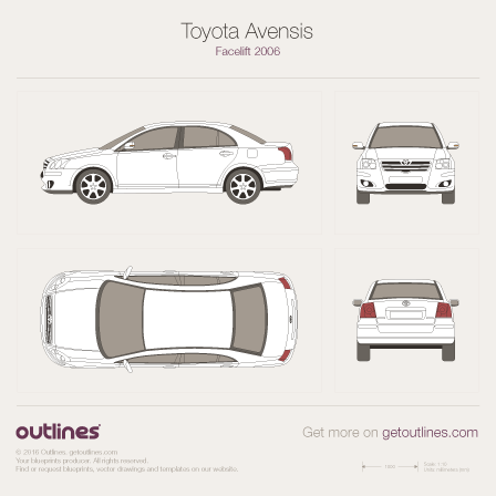 2006 Toyota Avensis II Sedan blueprints and drawings