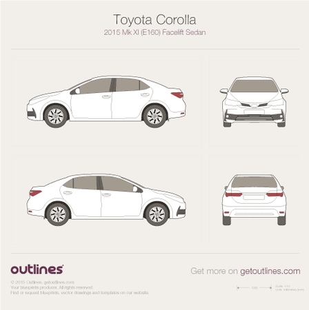 2015 Toyota Corolla E160 Sedan blueprints and drawings