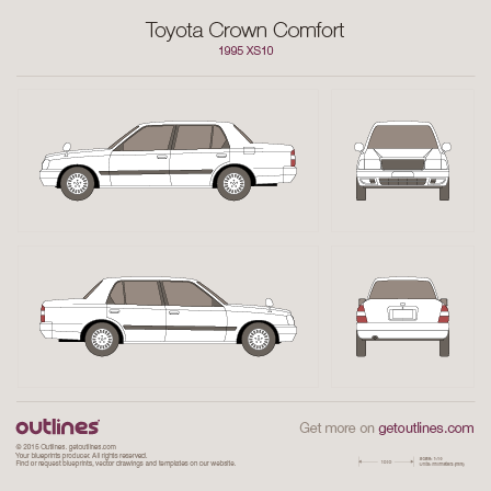 1995 Toyota Crown XS10 Comfort Sedan blueprints and drawings