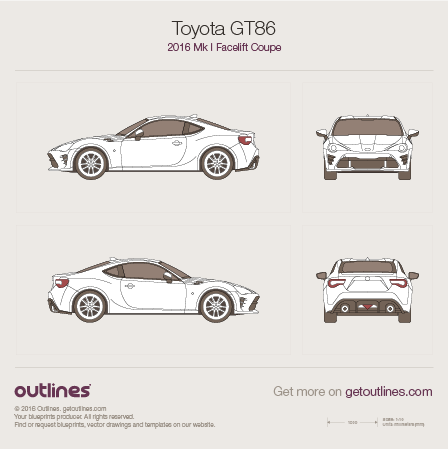 2016 Toyota GT86 Coupe blueprints and drawings