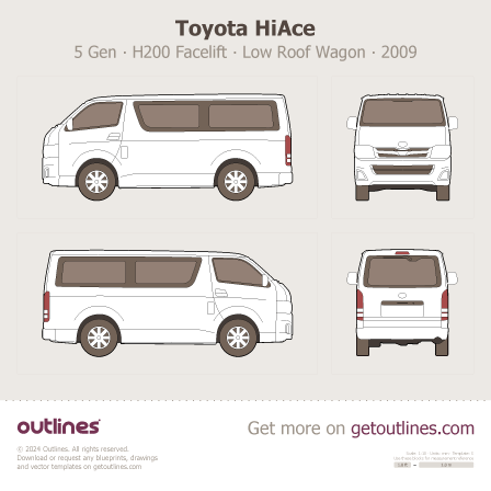 2021 Toyota HiAce H200 GL Low Roof Wagon blueprint