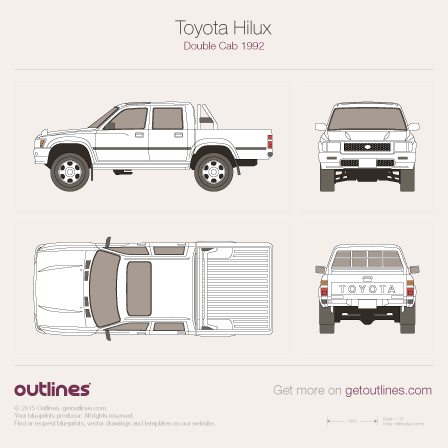 1988 Toyota Hilux N80 Pickup Truck blueprints and drawings