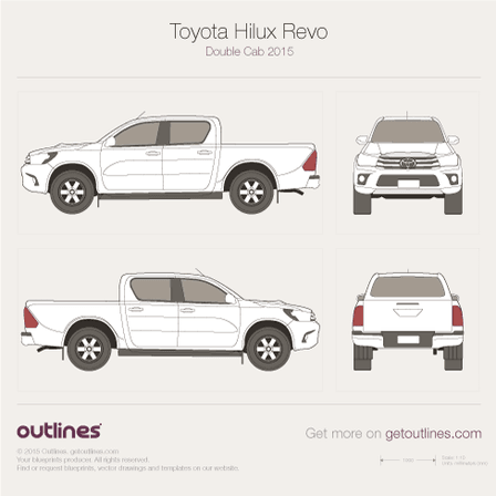 2015 Toyota Hilux Revo Double Cab Pickup Truck blueprints and drawings