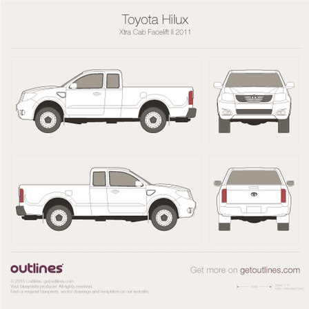 2011 Toyota Hilux Xtra Cab Pickup Truck blueprints and drawings