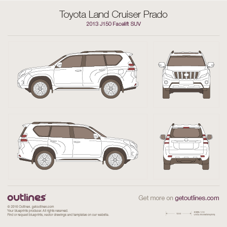 2013 Toyota Land Cruiser Prado J150 SUV blueprints and drawings
