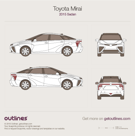 2015 Toyota Mirai Sedan blueprints and drawings