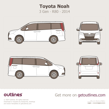 2014 Toyota Voxy 3 Gen ∙ R80 Minivan blueprint