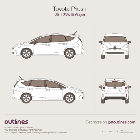 2011 Toyota Prius + ZVW40 Wagon blueprints and drawings