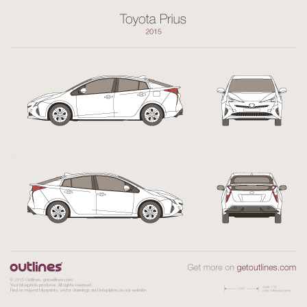 2015 Toyota Prius Hybrid Hatchback blueprint