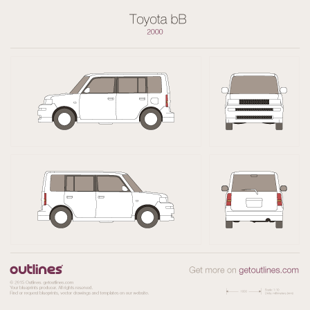 2000 Toyota bB Microvan blueprints and drawings
