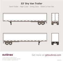 2005 Trailers 53' Dry Van Trailer Semi-Trailer 53-ft ∙ 53 ft ∙ High Cube ∙ Swing Door ∙ Sheet & Post Van Heavy Equipment blueprint