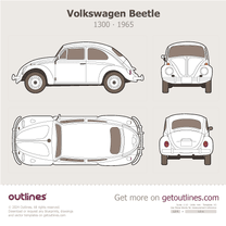 1965 Volkswagen Beetle 1300 Top View Sedan blueprint