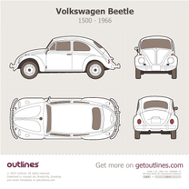 1966 Volkswagen Beetle 1500 Top View Sedan blueprint
