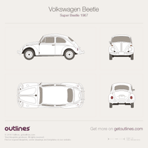 1960 Volkswagen Beetle Super Beetle 1200 Sedan blueprint