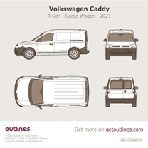 2021 Volkswagen Caddy 4 Gen Typ SB Cargo ∙ Top View Wagon blueprint