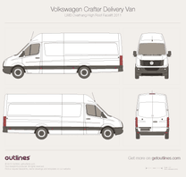 2011 Volkswagen Crafter Delivery Van LWB Overhang High Roof Facelift Van blueprint