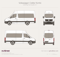 2011 Volkswagen Crafter Kombi MWB High Roof Facelift Wagon blueprint