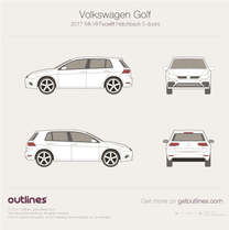 2017 Volkswagen Golf Mk7 5-door Facelift Hatchback blueprint