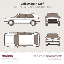 1983 Volkswagen Golf Mk2 Top View ∙ 3-door Hatchback blueprint