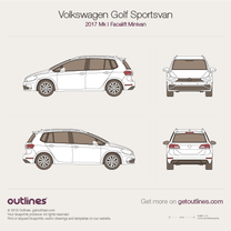 2017 Volkswagen Golf Sportsvan Mk I Facelift Minivan blueprint