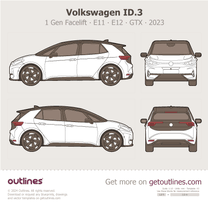 2023 Volkswagen ID.3 1 Gen Facelift ∙ E11 ∙ E12 GTX Hatchback blueprint